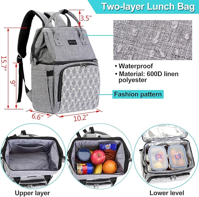 AmHoo Insulated Lunch Box Cooler Backpack Waterproof Leak-Proof Lunch Bag Tote for Men Women Hiking Beach Picnic Trip with Strongest YKK Zipper Black