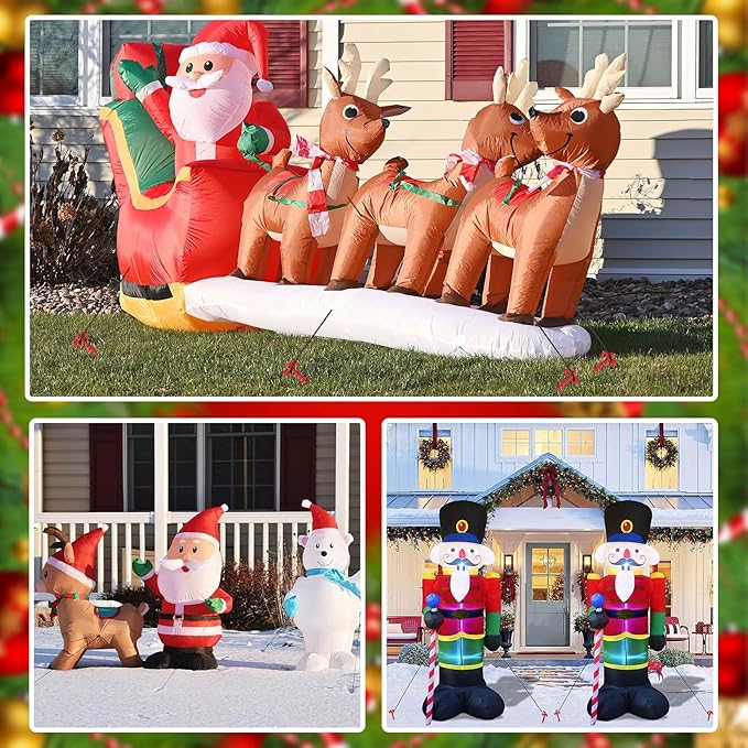 AUGSUN 54 Pieces Plastic Inflatable Stakes Set, Include Tent Stakes, Tethers Ropes and Hooks Heavy Duty Garden Yard Stakes for Christmas Outdoor Decorations Red