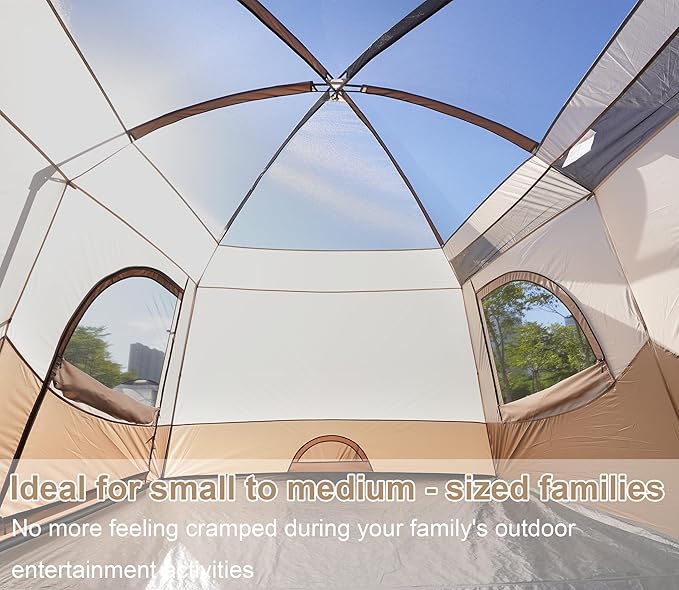 Vidalido Tents，8-10 Person Camping Tent with Extended Vestibule，2 Room Weather Resistant Family Tents，Easy Install Waterproof Outdoor Tent for Camping Hiking