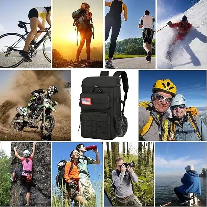 Tactical Backpack Cooler,Tactical Insulated Soft Cooler Bag Large Capacity Leakproof Back Pack,Portable Soft Cooler Bag Waterproof for Beach, Travel, Camping, Picnic, Hiking(Black)