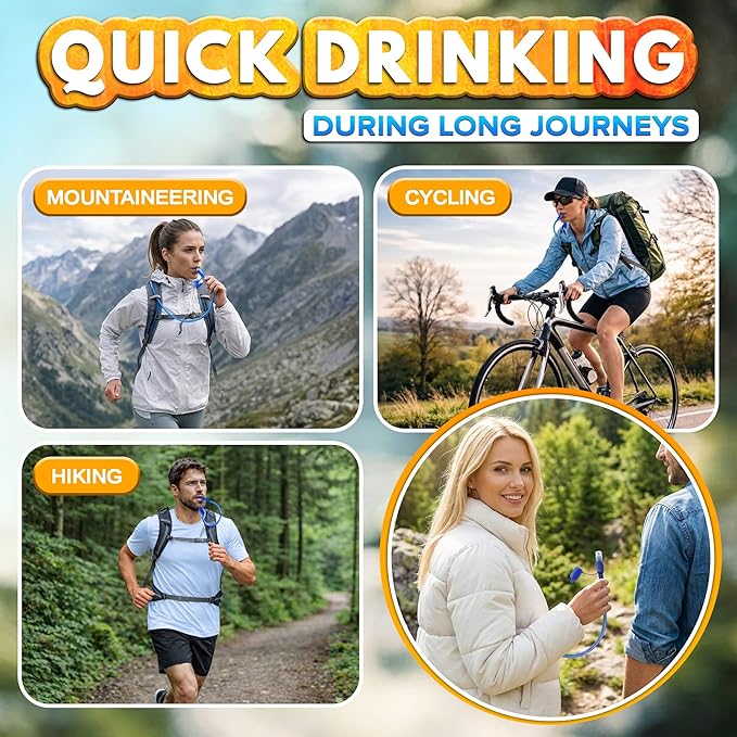 Water Bladder for Hiking Backpack – 1L/1.5L TPU Material Hydration Bladder with Readable Markup, Large Opening Lid, Mouthpiece Cap & Easy Tube Connection – Water Pouch for Backpac , Camping Trips