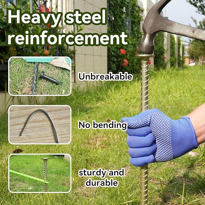 23-Inch Long Rebar Stakes - 1/2 Inch Diameter Heavy Duty Galvanized Steel Ground Asphalt Anchors for Speed Bump, Wheel Stop, Tent and More (4)
