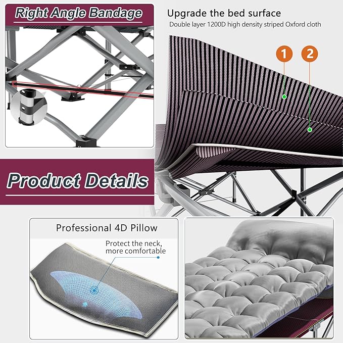 ABORON Camping Cot for Adults, Folding Sleeping Cot with Mattress, 500 lb Capacity Heavy Duty Outdoor Folding Sleeping Bed, Portable Cot Bed for Camping, Indoor Guest Use, Home & Travel
