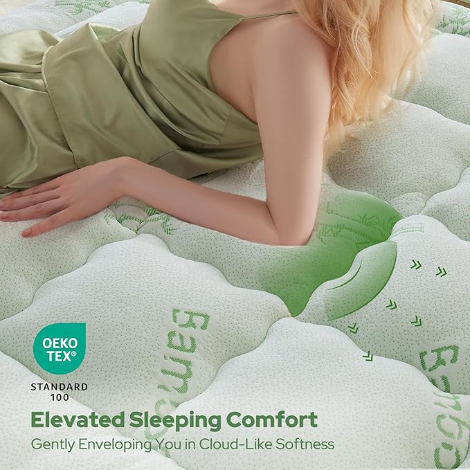 BEDLORE Full Size Mattress Topper Viscose Derived from Bamboo, Thick Pillow Top Mattress Pad with Stretchable Pockets for 6"-15" Mattress, Breathable Mattress Topper for Back Pain Relief