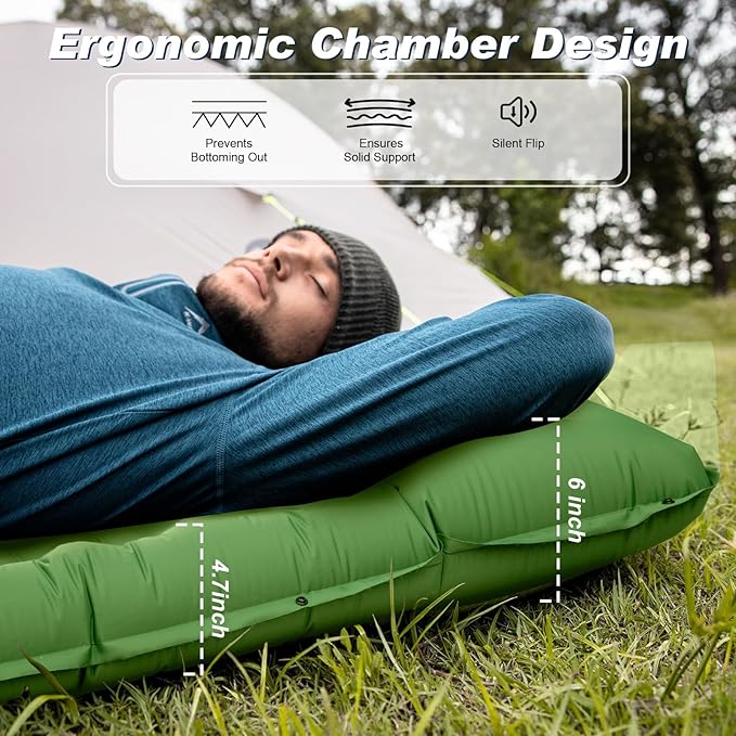 Camping Sleeping Pad, Extra Thickness 4.7 Inch Inflatable Sleeping Mat Ultralight Waterproof Camping Mat with Built in Pump Air Mattress for Backpacking, Hiking, Tent, Travel