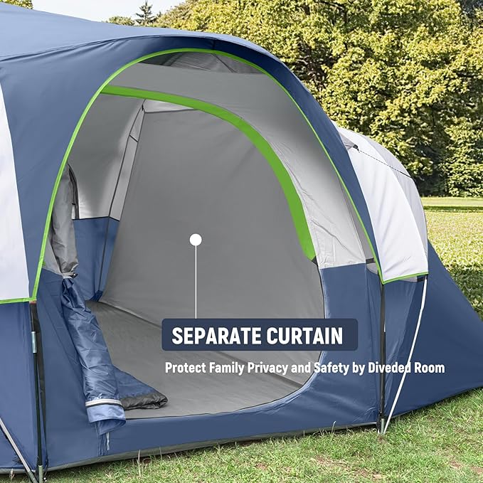 HIKERGARDEN 10 Person Camping Tent - Portable Easy Set Up Family Tent for Camp, Windproof Fabric Dome Tent Outdoor for Hiking, Backpacking, Traveling-14'x11'x74in(H)