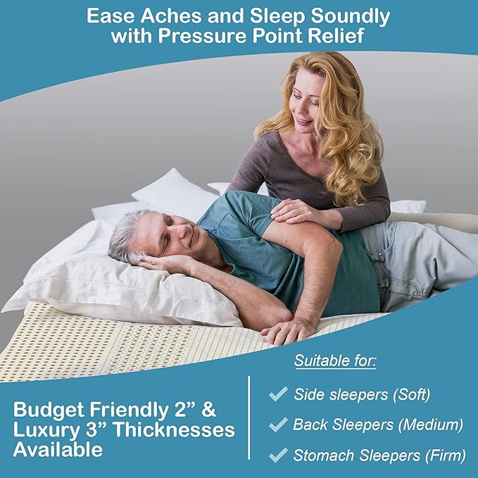 7 Zone Green Natural Organic Latex Mattress Topper Full Size - 2 inch - Soft Plush Pillow Top - GOLS Certified Latex Foam Bed Pad for Side Sleepers Zonal Support Durable and Breathable Bed