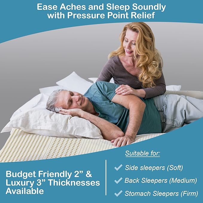 7-Zone Green Natural Organic Latex Mattress Topper King Size - 3 inch - High Density Firm - GOLS Certified Latex Foam Bed Pad for Back Sleepers Back Pain Relief Support Durable and Breathable