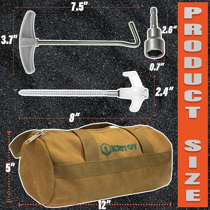 16 Pack Tent Stakes Heavy Duty - 8" Ground Anchors Screw in - Camping Stakes with Grow in The Dark Heads - Metal Threaded Tent Spikes with 1 Hex Head Driver, 1Stopper T Pull Hook and Storage Bag