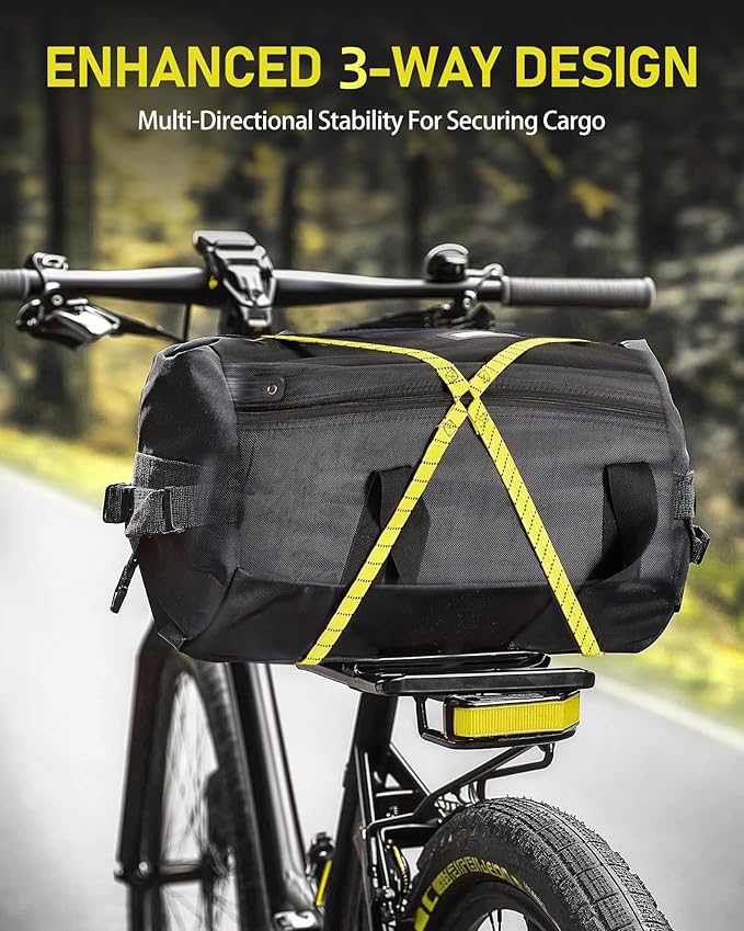 4 Pack 3 Way Flat Adjustable Bungee Cords with Hooks, Easy to Adjust The 3 Sides Length, Lucky Straps 30 Inch Black/Yellow Heavy Duty Tack Strap for Bike, Motorcycle, Roof Rack, Kayak, Cargo, etc