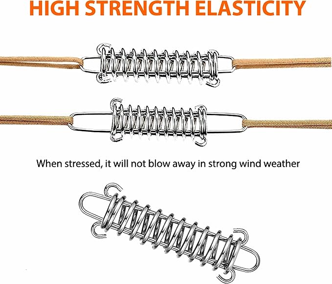 2Pcs Dog Leash Shock Absorbing Buffer Tension Spring Training Sun Shade, Heavy Duty Stainless Steel 304 Tent Rope Fixed Buckle Drawbar Spring (L)
