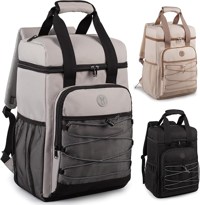 Cooler Backpack with Padded Top Handle, Lightweight Back Pack Coolers Insulated Leak Proof, Large Capacity Ice Chest for Women Men Beach Camping Picnic Fishing Hiking