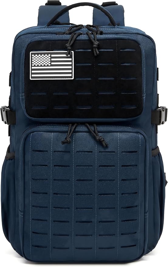 Wotony Military Tactical Backpack for Men Waterproof Daypack 3 Day Assault Pack Laser-Cut MOLLE Webbing Design with Water Bottle Holder Black Small Tactical Assault Bag (Blue, 30L)