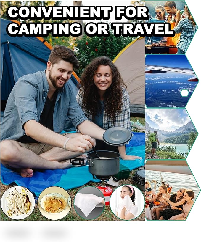 Premium Compressed Towels, Pure Cotton Portable Washcloth for Camping or Travel…