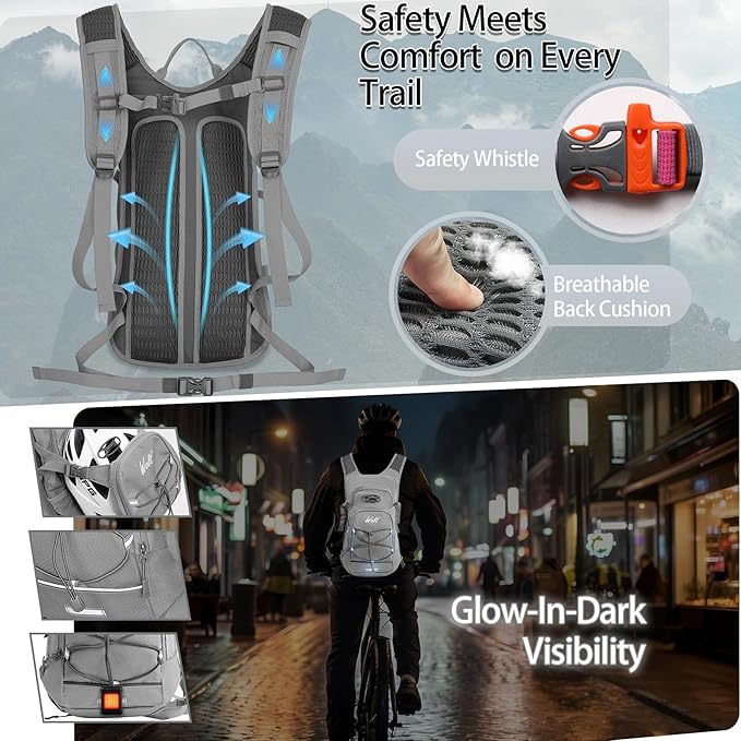 WOLT Hydration Backpack 18L Hiking Water Backpack with 2L Water Bladder for Men Women, Hydration Pack for Running Cycling Biking and Climbing