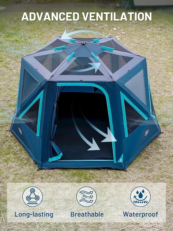 TIMBER RIDGE 4/6/8 Person Instant Pop Up Cabin Tent, Easy 60 Second Setup, Weather Resistant Camping Family Hub Tent with Rain Fly and Carry Bag for Outdoor Camping & Overlanding