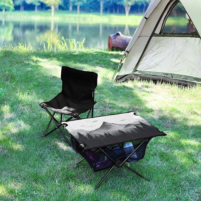 Mount Fuji Portable Folding Camping Table, Compact Lightweight Beach Table with Carrying Bag for Outdoor Picnics, BBQs, Camp