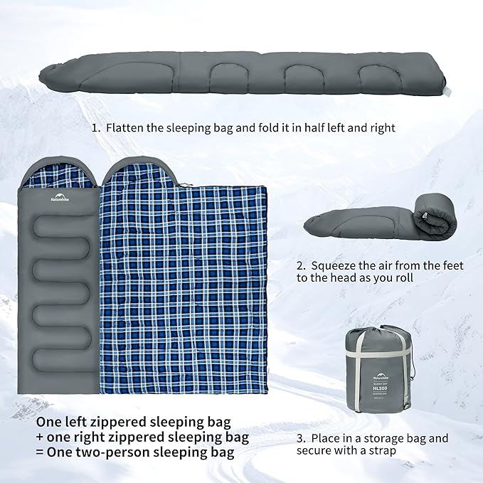 Naturehike Lightweight Compact Sleeping Bag, 59℉/32℉ Envelope Ultralight Backpacking Sleeping Bag Portable, Waterproof with Compression Sack for Cold&Warm, Camping, Traveling, Hiking