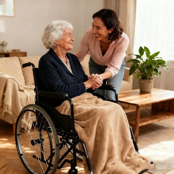 SNZ Cozy Wearable Blanket for Women & Men - 60"x33" Fleece Poncho, Warm Office Chair Lap Blanket, Travel, Camping & Home Wrap - Comfy Poncho Throw - Gift for Mom, Elderly