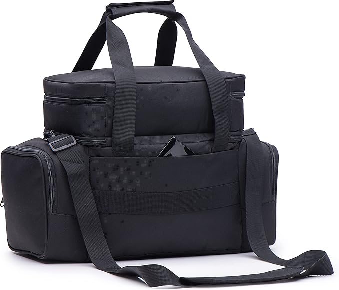 MOJECTO Cooler Lunch Bag. Dual Insulated Compartments, Heavy Duty Fabric, Thick Foam Insulation, Smooth Double Zipper, Padded Straps.