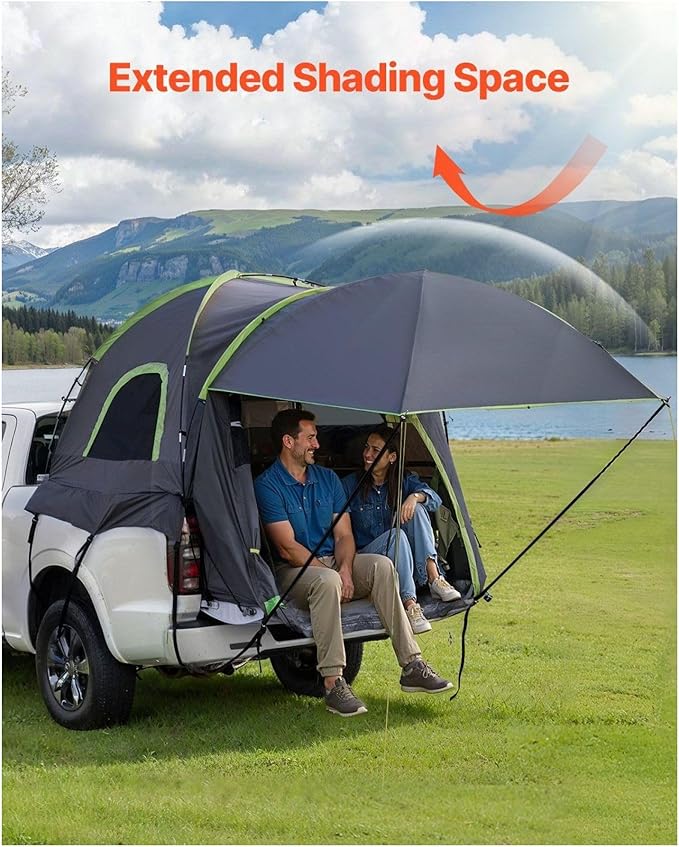 Truck Tent 8-8.2ft Waterproof Camping Tent - 2-3 Person Pickup Bed Tent PU2000