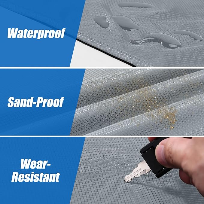 Odoland Pocket Blanket Picnic Blanket, 71" x 63" SandProof Waterproof Outdoor Beach Blanket with Portable Bag, Foldable Lightweight Sand Free Quick Drying Beach Mat for Hiking Camping Travel,Grey