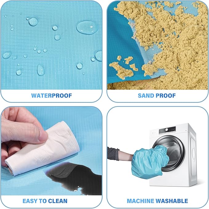 BYDOLL Beach Blanket Waterproof Sandproof Large 78''×81''/10'×9' Sand Free Oversized Sandless Picnic Mat Water Proof Packable Lightweight Blanket for Beach Camping Hiking Travel