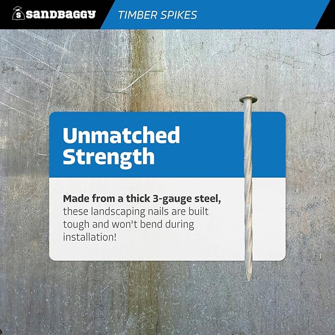Sandbaggy 6" Spiral Landscape Timber Spikes - Galvanized Steel Nails - Landscaping Stakes, Artificial Turf Pins - 3 Gauge Steel (Metal, 300)