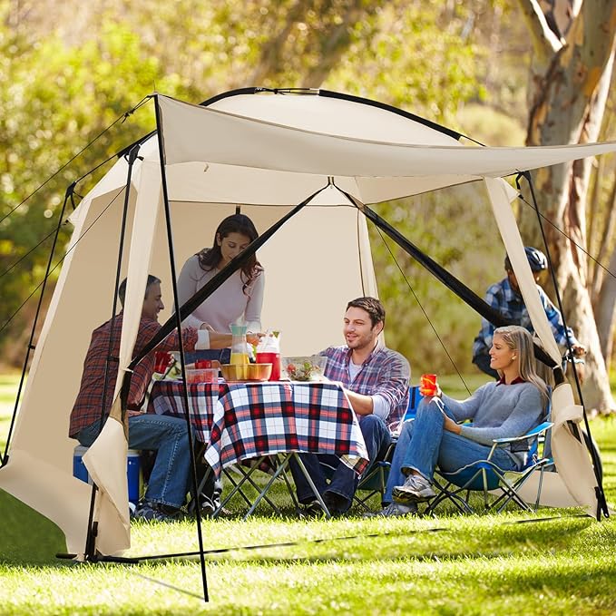 KOTEK 10 x 10 Ft Screen Tent, Easy Setup Screened in Canopy with 4 Mesh Walls, 2 Vestibules, 2 Zippered Doors & Carry Bag, Portable Screen House for Backyard Patios Outdoor Camping Activities