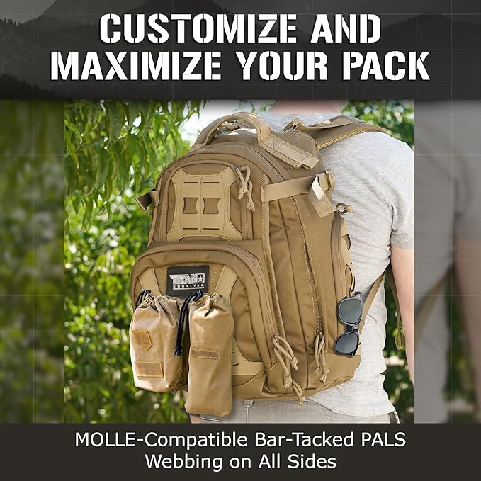 35L Survival Backpack for Men - Military Tactical Waterproof Backpack for Hiking, Fishing, Hunting, Camping, and Laptops