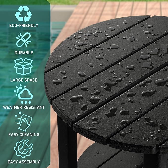 FUNBERRY Outdoor Adirondack Side Table Set of 2, 2-Tier Patio End Tables, HDPE All Weather for Outside