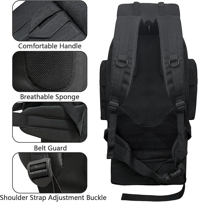 80L/100L Hiking Camping Backpack Outdoor Travel Climbing Rucksack Military Trekking Knapsack Molle 3 Days Assault Pack