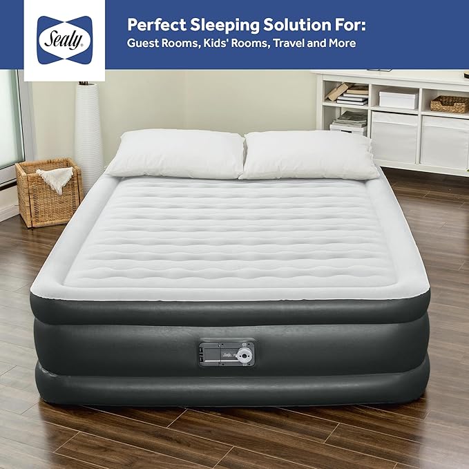 Sealy Tritech Queen Sized 20" Air Mattress Bed 2 Person w/Built-in AC Pump & Bag