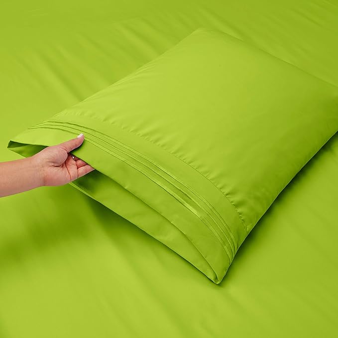 Clara Clark Twin Sheets, 5 Piece Set - Hotel Luxury Sheets for Twin Size Bed, Super Soft Bedding Set, Twin Size, Garden Green