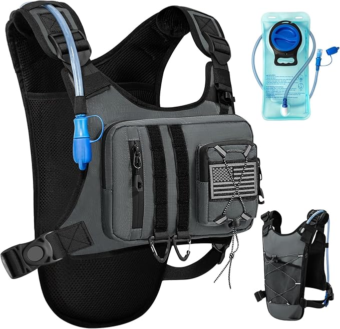 Outdoor Hydration Vest for Running & Hiking, Lightweight Breathable Water Backpack with 2.0L Bladder, Bounce-Free Chest Pack for Marathon, Cycling, Trekking for Men and Women