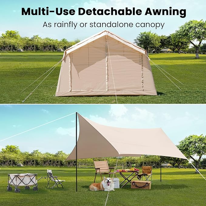 Inflatable Tents for Camping, Large Blow Up Tent with Hand Pump, Easy Setup InflatableTent 4 Season Tent, Waterproof Oxford Air Glamping Tents for Camping Adult 4/6/8/10/12 Person