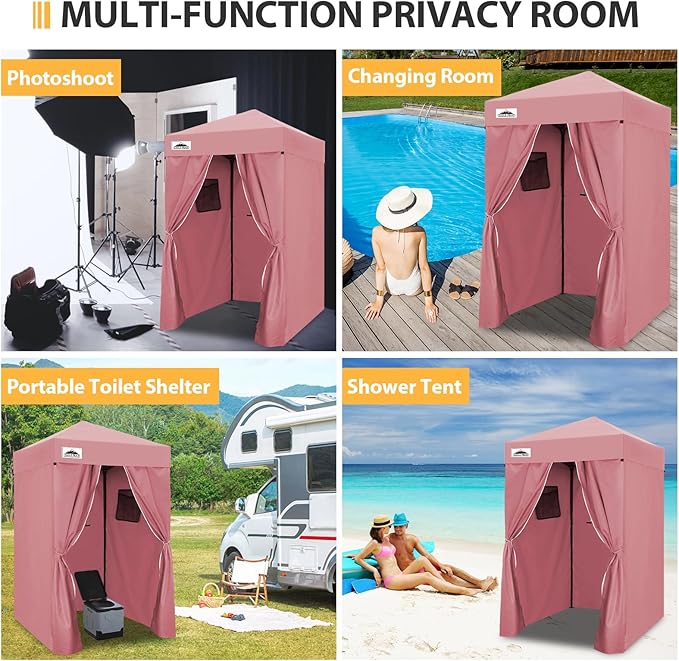 EAGLE PEAK Flex Ultra Compact 4x4 Pop-up Canopy, Sun Shelter, Changing Room, Portable Privacy Canopy Cabana for Pool, Fashion Photoshoots, or Camping, Pink