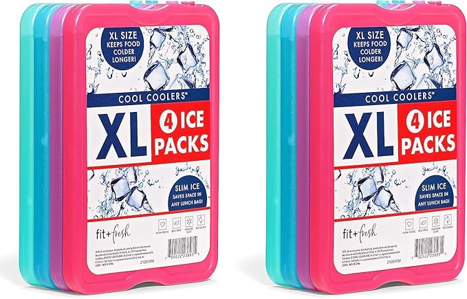 Cool Coolers by Fit + Fresh Slim Compact Reusable XL Ice Pack, Perfect for Lunch Boxes, Coolers, and Beach Bags