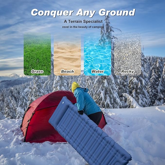 Camping Sleeping Pad, Extra Thickness 4.7 Inch Inflatable Sleeping Mat Ultralight Waterproof Camping Mat with Built in Pump Air Mattress for Backpacking, Hiking, Tent, Travel