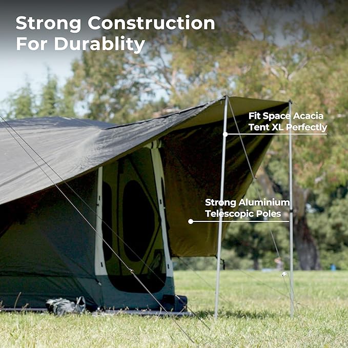ACACIA Canopy 4 Person for Space Acacia Camping System, PU2000 Waterproof Camping Tarp for 4 Season Camping, UPF50+ Sunproof Tent Tarp with 4 Telescoping Poles, Carry Bag, Moonstone