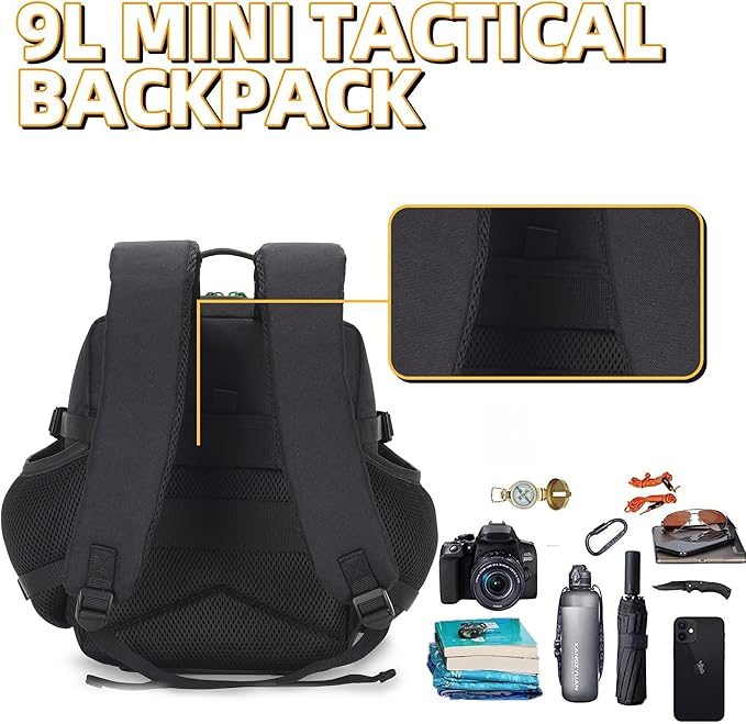 9L Mini Tactical Backpack for Men and Women Tactical Backpack Small for Hiking Small Tactical Bag Fitness Pack