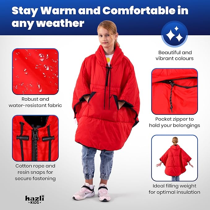 Comfortable Wearable Stadium Blanket - Camping Poncho - Large Outdoor Hooded Windproof Sports Blanket