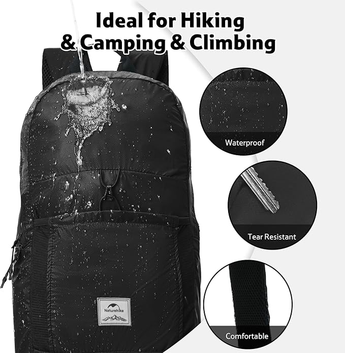 Naturehike 30L Lightweight Hiking Backpack, Waterproof Camping Packable Backpack, Ultralight Daypack for Travel Airplane