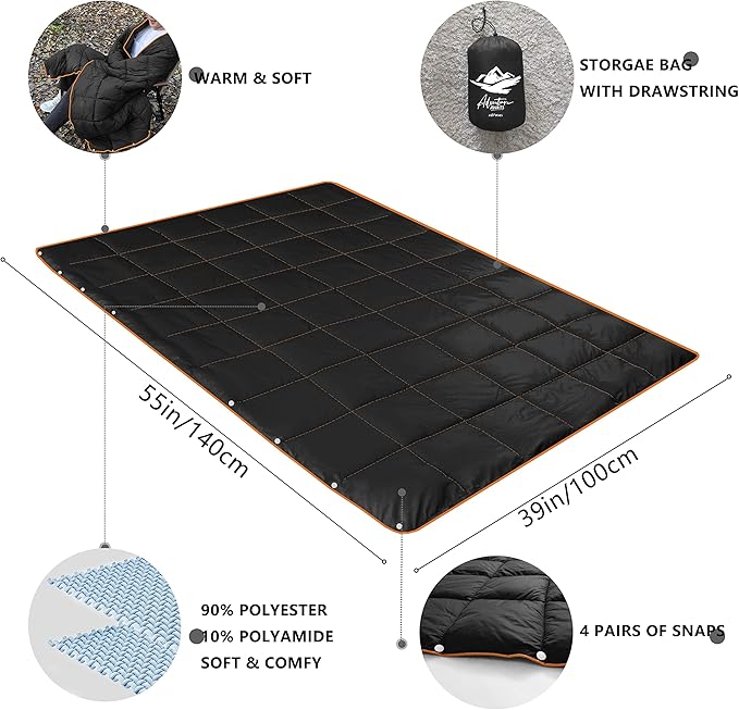 Mini Camping Blanket,Lightweight Puffy Blanket Packable Throw Blanket Waterproof Windproof for Outdoors, Travel, Beach, Airplane, Hiking