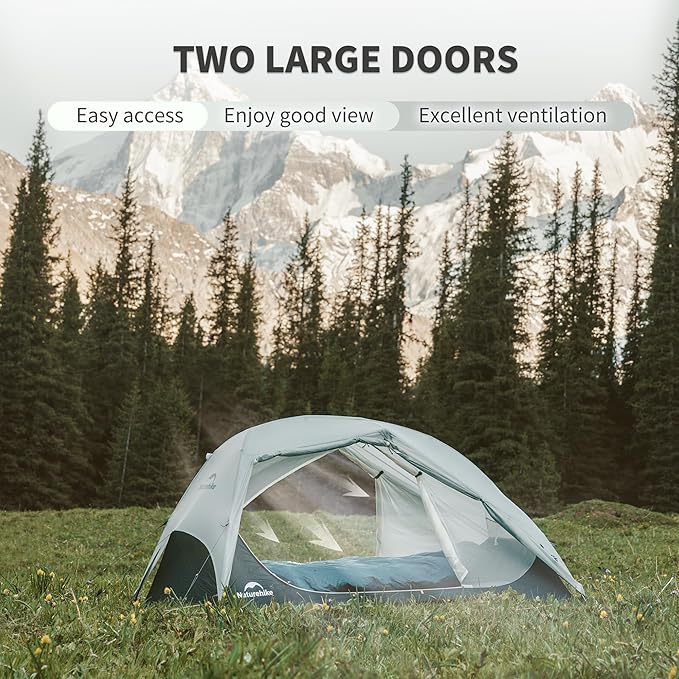 Naturehike Star River UL 2 Person Backpacking Tent, Double Layer Waterproof Two Person Tents, Lightweight Backpacking Cycling 2 Person Tent
