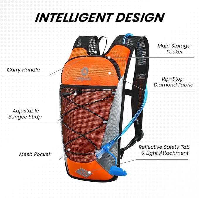 Nepest Hydration Backpack with 2L Water Bladder for Cycling, Water Backpack for Hiking Running, Lightweight Hydration Pack , Grey