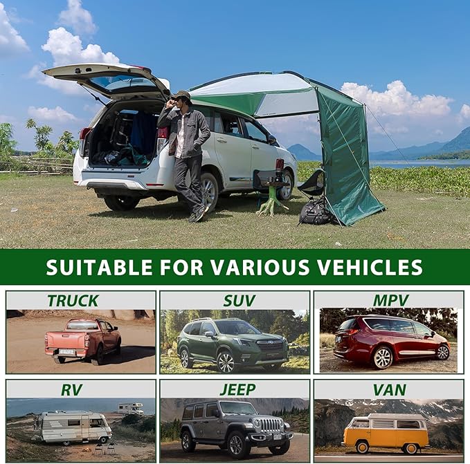 GEERTOP Lightweight Car Side Tent for SUV Camping Vehicle Awning Truck Canopy Car Tent for Van MPV RV Jeep Outdoor Travel