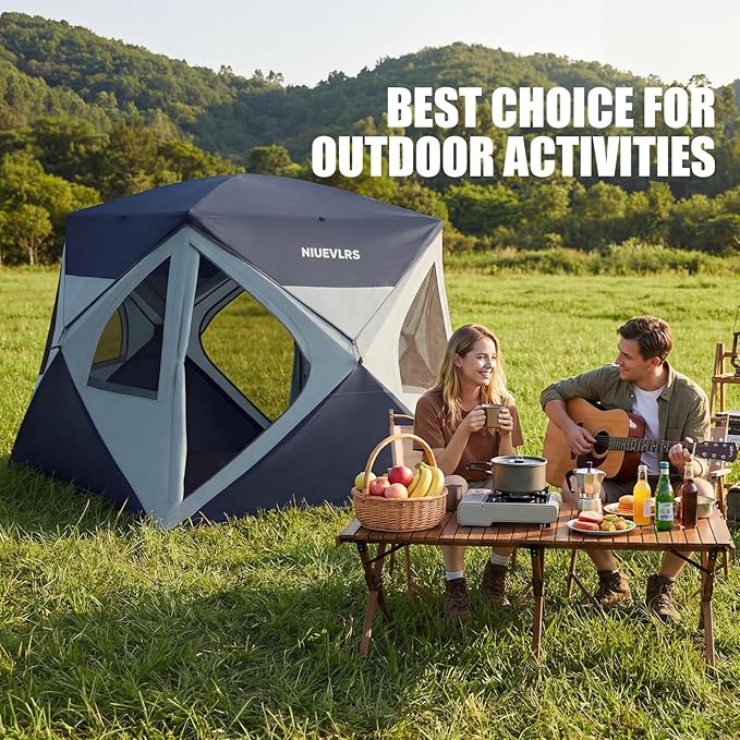 Camping Tent 4 Person Pop Up Tents for Camping, Instant Cabin Setup Tent in 60 Seconds Portable Hub Tent with Rainfly & Windproof for Outdoor Camping & Overlanding
