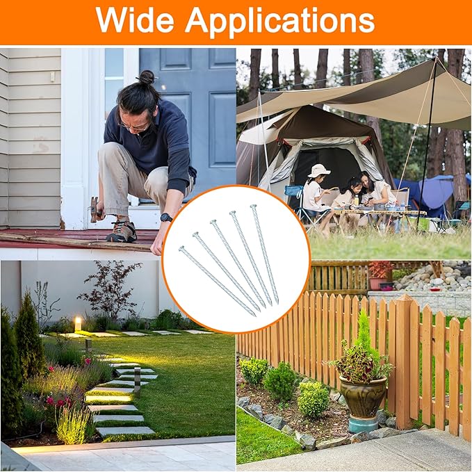 uxcell 35Pcs Metal Landscape Edging Stakes, 7 Inch Galvanized Artificial Turf Stakes Spiral Anchoring Spikes for Outdoor Tent Construction Weed Barriers, Silver