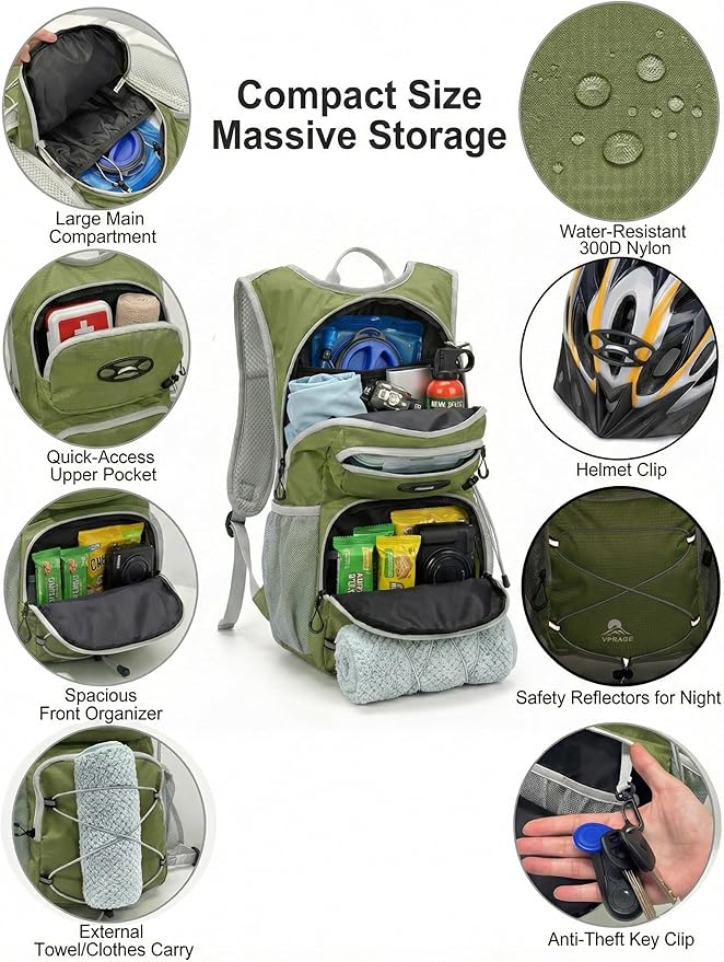 Hydration Hiking Backpack, Water Hiking Backpack, Hydration Backpack with 15l Water Bladder, Runinnng Backpack for Men Women for Cycling Campling